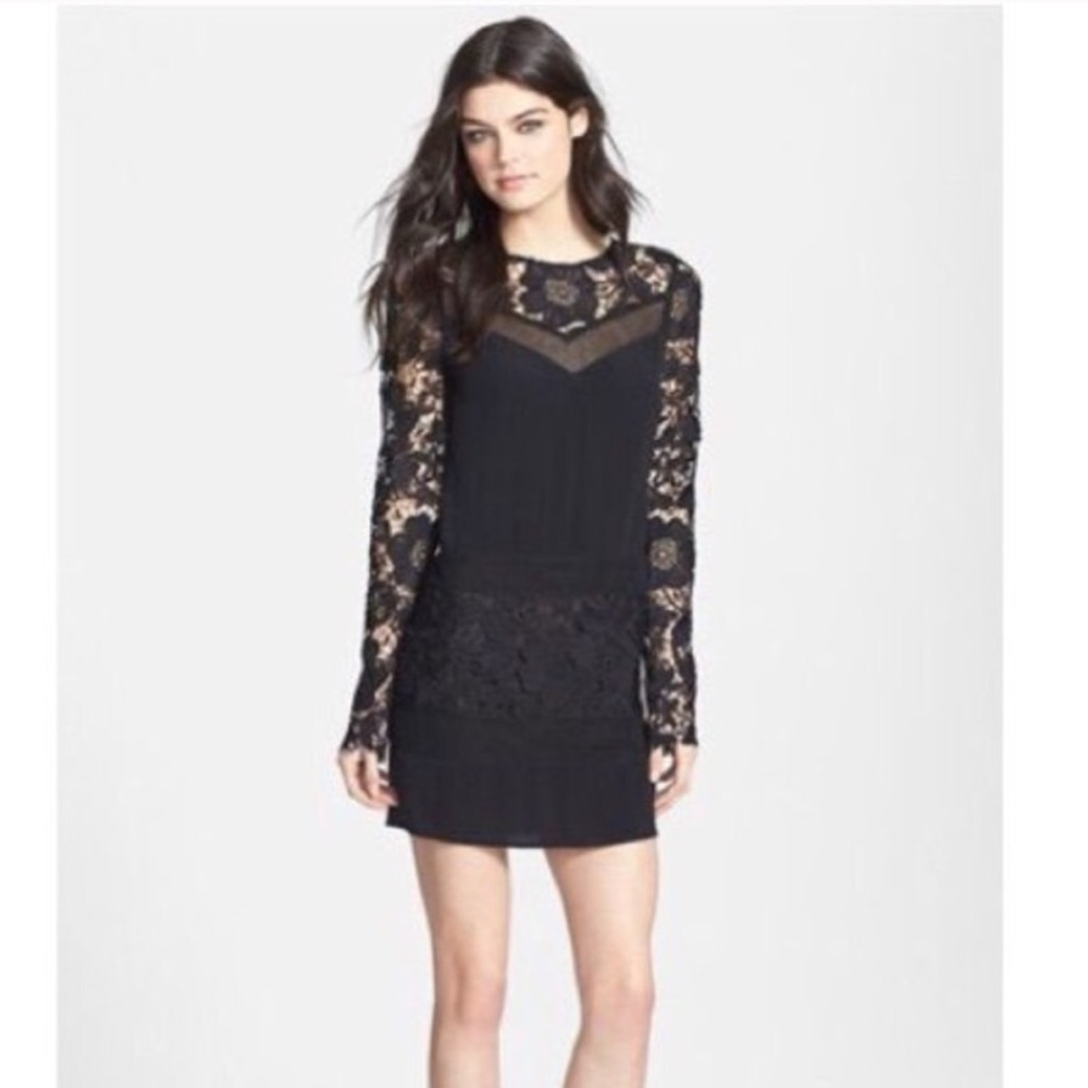 ASTR | Black Silk Lace Mini Dress | Small